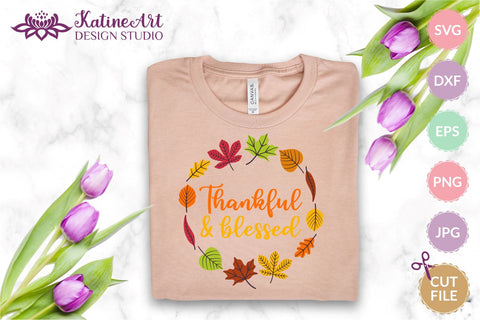 Thankful and blessed svg Fall wreath svg Thanksgiving svg Positive quotes svg Fall sayings svg Fall Quotes svg Autumn svg Autumn Quote. Jpg, png, eps, dxf, svg cut file. SVG KatineArt 
