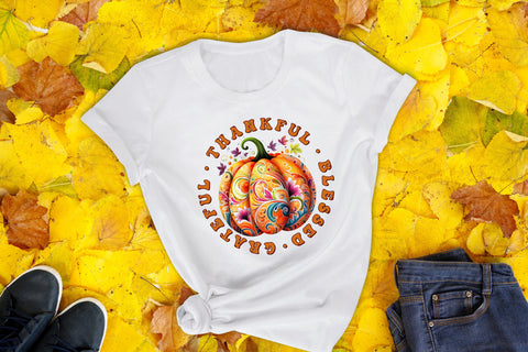 Thankful Blessed Grateful | Thanksgiving Sublimation PNG Sublimation CraftLabSVG 
