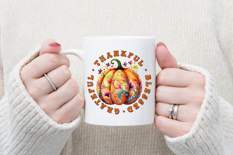 Thankful Blessed Grateful | Thanksgiving Sublimation PNG Sublimation CraftLabSVG 