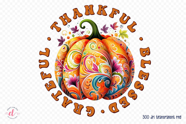 Thankful Blessed Grateful | Thanksgiving Sublimation PNG Sublimation CraftLabSVG 