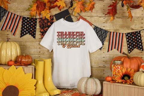 Thankful & Blessed | Retro Thanksgiving PNG Sublimation CraftLabSVG 