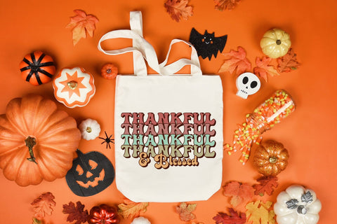 Thankful & Blessed | Retro Thanksgiving PNG Sublimation CraftLabSVG 