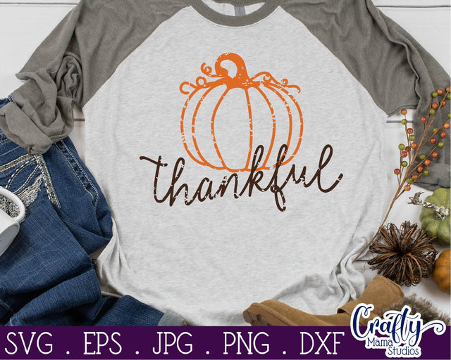 Thankful - Fall - Pumpkin - Autumn Svg SVG Crafty Mama Studios 