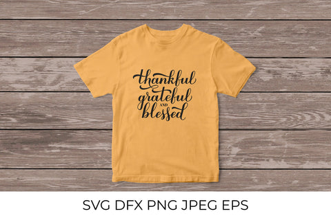 Thankful Grateful Blessed calligraphy. Thanksgiving quote SVG SVG LaBelezoka 