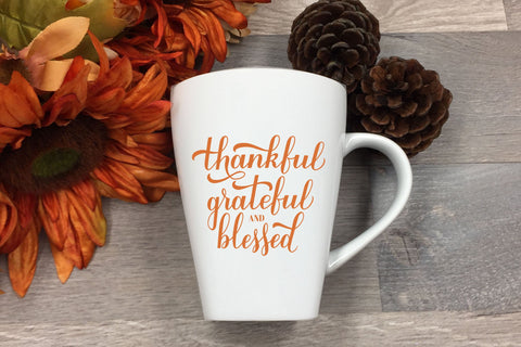 Thankful Grateful Blessed calligraphy. Thanksgiving quote SVG SVG LaBelezoka 