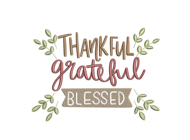 Thankful Grateful Blessed Embroidery Design, Autumn Embroidery Design, 4 sizes, Instant Download Embroidery/Applique DESIGNS Nino Nadaraia 