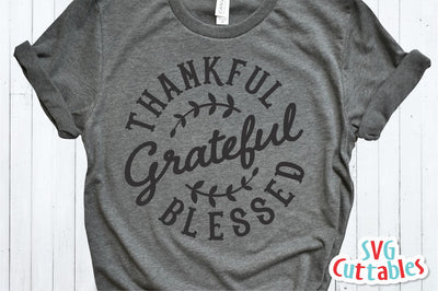Thankful Grateful Blessed | Fall | Autumn SVG Svg Cuttables 