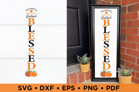 Thankful Grateful Blessed | Fall Porch Sign SVG SVG CraftLabSVG 