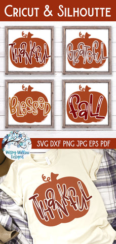 Thankful Grateful Blessed Fall Pumpkins SVG SVG Wispy Willow Designs 