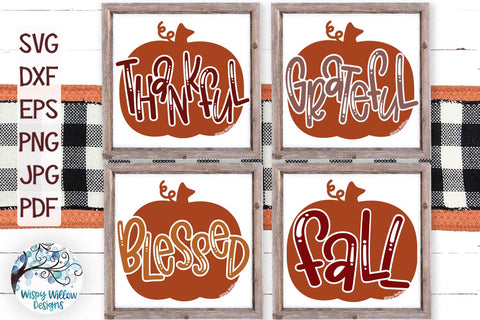 Thankful Grateful Blessed Fall Pumpkins SVG SVG Wispy Willow Designs 