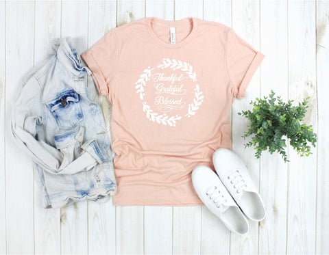 Thankful Grateful Blessed Round Sign - SVG, PNG, DXF, EPS SVG Elsie Loves Design 