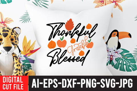 Thankful Grateful Blessed SVG Cut File SVG BlackCatsMedia 