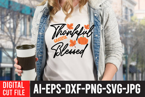 Thankful Grateful Blessed SVG Cut File SVG BlackCatsMedia 