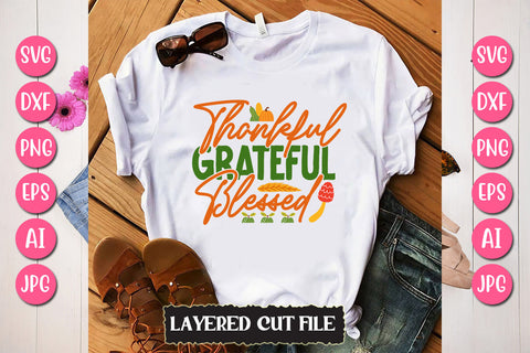 Thankful Grateful Blessed SVG Cut File SVG Newmockups 