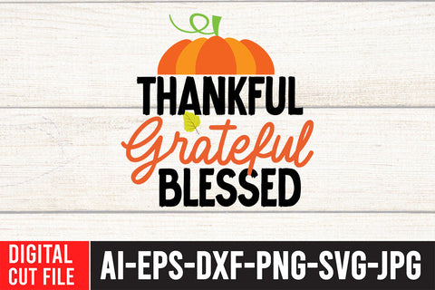 Thankful Grateful Blessed SVG Design SVG BlackCatsMedia 