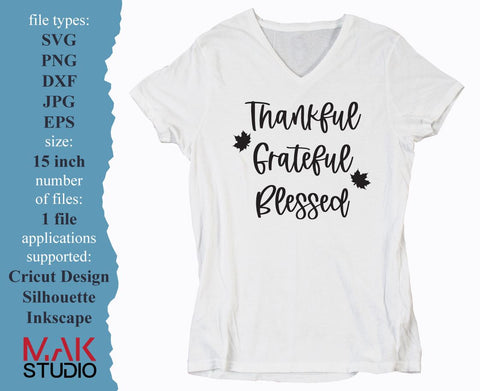 Thankful, Grateful, Blessed svg, Thankful grateful blessed svg, Thankful, Grateful, Blessed png, Thankful and blessed svg SVG MAKStudion 