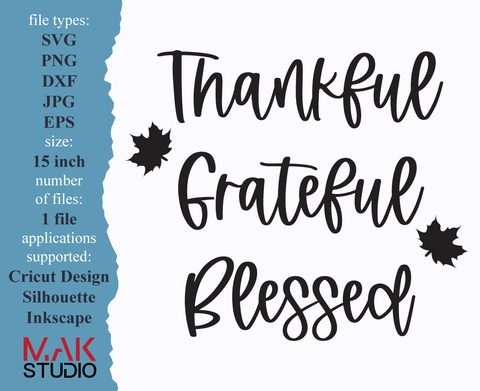 Thankful, Grateful, Blessed svg, Thankful grateful blessed svg, Thankful, Grateful, Blessed png, Thankful and blessed svg SVG MAKStudion 
