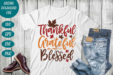 Thankful grateful blessed svg, Thankful t shirt svg, Thanksgiving t shirt svg, Happy Thanksgiving svg, Pumpkin t shirt svg SVG Isabella Machell 