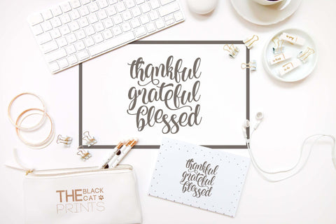 Thankful Grateful Blessed | Thanksgiving cut file SVG TheBlackCatPrints 
