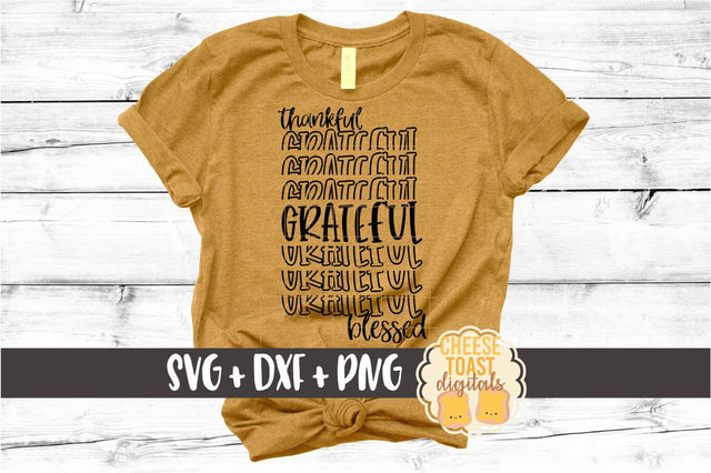 Thankful Grateful Blessed - Thanksgiving Mirror Word SVG PNG DXF Cut Files SVG Cheese Toast Digitals 