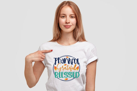 Thankful Grateful Blessed, Thanksgiving PNG Sublimation CraftLabSVG 