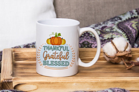 Thankful Grateful Blessed, Thanksgiving Sublimation PNG SVG futivesvg 