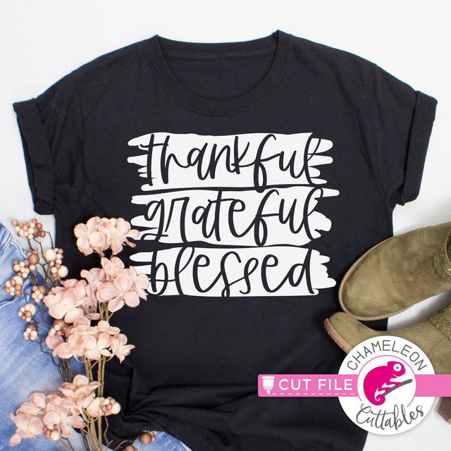 Thankful Grateful Blessed Thanksgiving svg png dxf SVG Chameleon Cuttables 