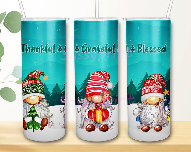 Thankful Grateful Blessed Tumbler Wrap Design 20 oz Skinny Sublimation, Thankful Grateful Blessed Digital Design Download Sublimation sassyprint 