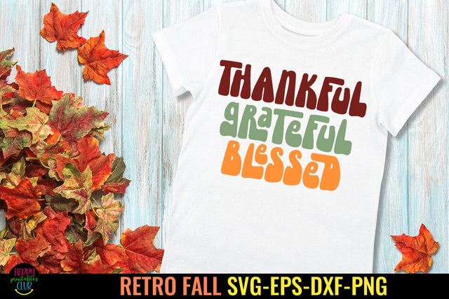 Thankful Grateful I Retro Fall SVG I Autumn SVG I Groovy SVG Happy Printables Club 