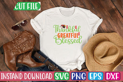Thankful Greatful Blessed SVG Cut File SVGs, Quotes and Sayings, Food & Drink, Holiday,On Sale, SVG Studio Innate 