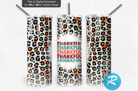 Thankful Leopard 20 oz / 30 oz Tumbler PNG Sublimation Regulrcrative 