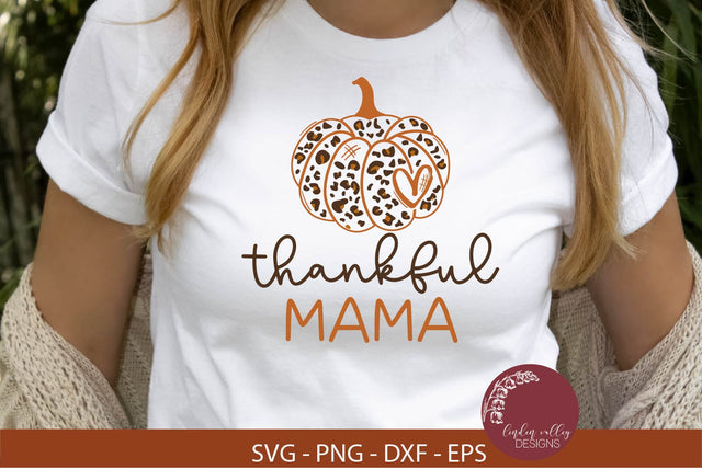 Thankful Mama SVG-Leopard Pumpkin SVG-Fall SVG SVG Linden Valley Designs 