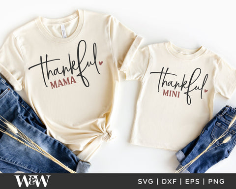 Thankful Mama SVG | Thankful Mini SVG | Thanksgiving Mommy and Me SVG SVG Wood And Walt 