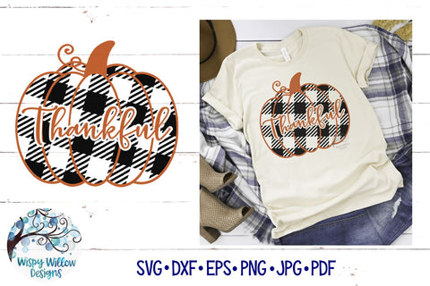 Thankful Plaid Pumpkin SVG SVG Wispy Willow Designs 