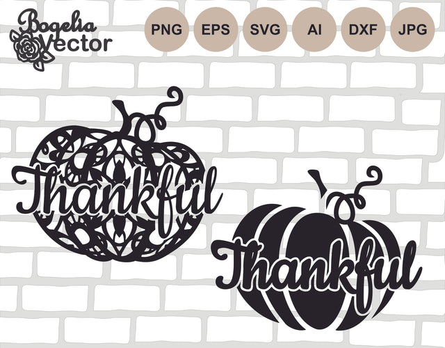 Thankful Pumpkin Svg file Bundle, Pumpkin Cut file, Fall Printable, Design Outline, Autumn Clipart, Thanksgiving, Decor, Digital Downloads SVG BogeliaVector 