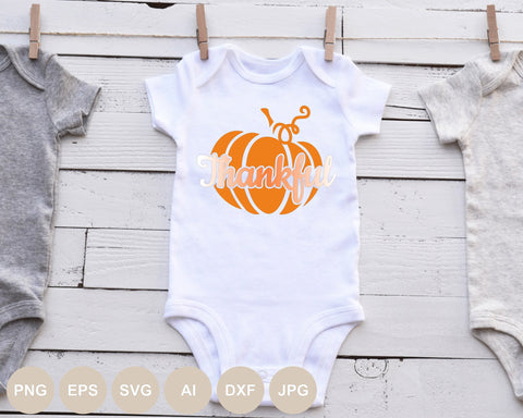 Thankful Pumpkin Svg file Bundle, Pumpkin Cut file, Fall Printable, Design Outline, Autumn Clipart, Thanksgiving, Decor, Digital Downloads SVG BogeliaVector 