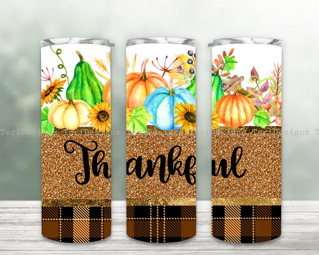 Thankful Pumpkins Tumbler Png, Pumpkins 20 oz Skinny, Fall Sublimation Designs Sublimation ToriDesigns 