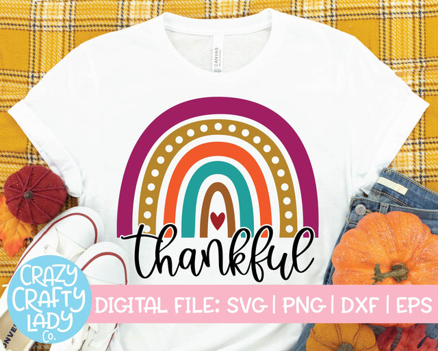 Thankful Rainbow | Fall | Thanksgiving Quote SVG Cut File Bundle SVG Crazy Crafty Lady Co. 