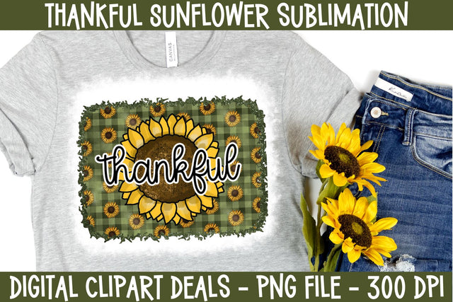 Thankful Sunflower Sublimation Design - Sunflower PNG Design Sublimation Digital Clipart Deals 