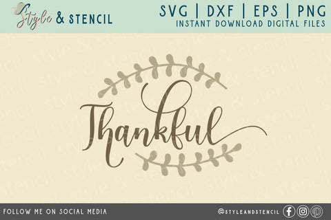 Thankful SVG | Fall SVG | Fall Sign SVG Style and Stencil 