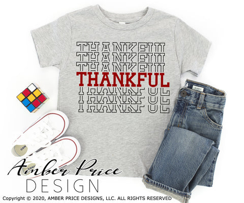 Thankful SVG | Thanksgiving SVG PNG DXF | Cute Fall SVG | Stacked Font Thankful SVGs SVG Amber Price Design 