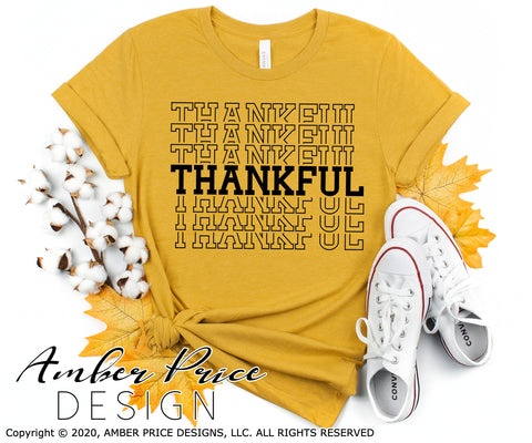 Thankful SVG | Thanksgiving SVG PNG DXF | Cute Fall SVG | Stacked Font Thankful SVGs SVG Amber Price Design 