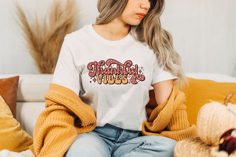 Thankful Vibes - Retro Thanksgiving Sublimation Sublimation CraftLabSVG 