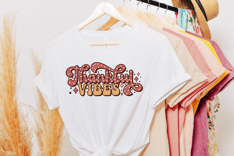 Thankful Vibes - Retro Thanksgiving Sublimation Sublimation CraftLabSVG 