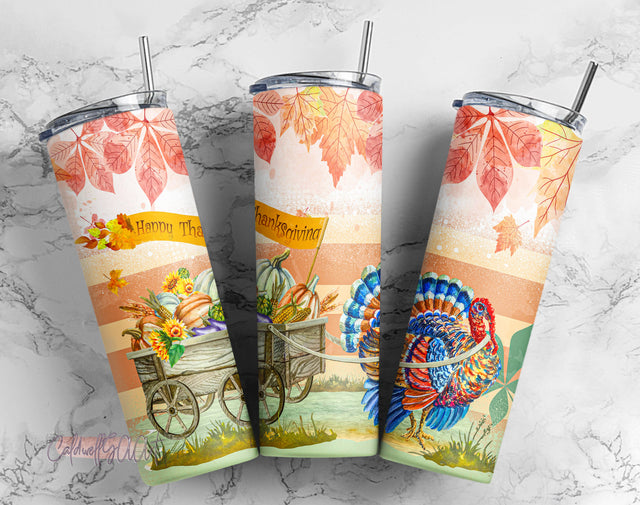 Thanks giving Fall 20oz Skinny Tumbler Sublimation Designs Tumbler for Straight n Tapered PNG File Digital Download Sublimation CaldwellArt 