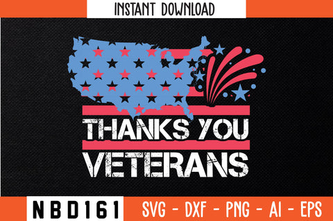 thanks you veterans usa flag T-Shirt Design SVG Nbd161 