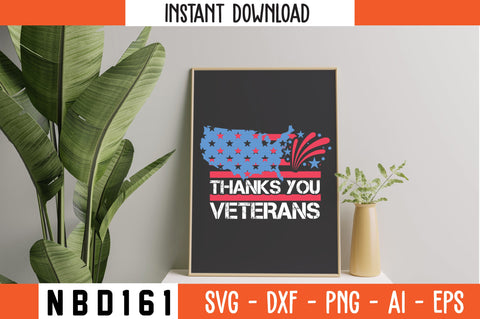 thanks you veterans usa flag T-Shirt Design SVG Nbd161 