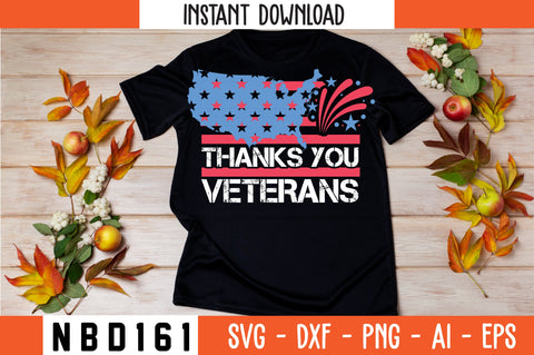 thanks you veterans usa flag T-Shirt Design SVG Nbd161 