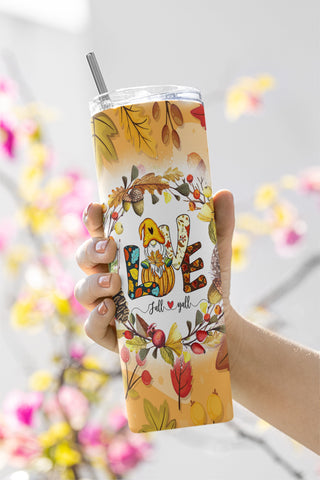 Thanksgiving 20oz Skinny Tumbler, Fall Gnomes Tumbler Wrap , it's fall y'all Gnomes Tumbler PNG Instant Download, PNG Sublimation Sublimation CaldwellArt 