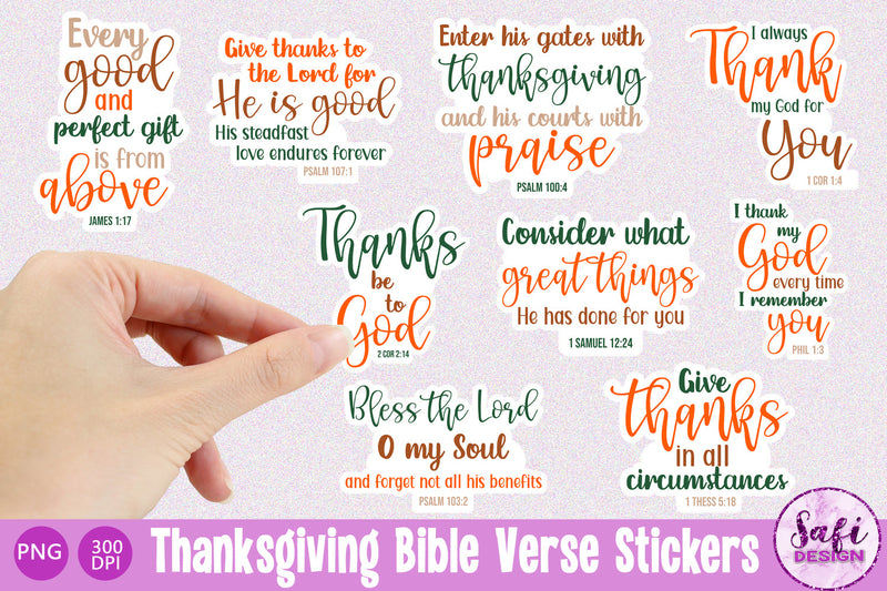 Thanksgiving Bible Verse Printable Stickers SVG Safi Design 